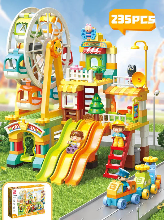 City Police & Fire Truck Building Blocks Set