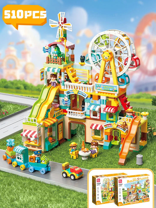 City Police & Fire Truck Building Blocks Set 510Pcs with box