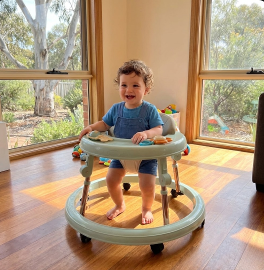 Foldable Anti-Rolling Baby Walker (0–18 Months)