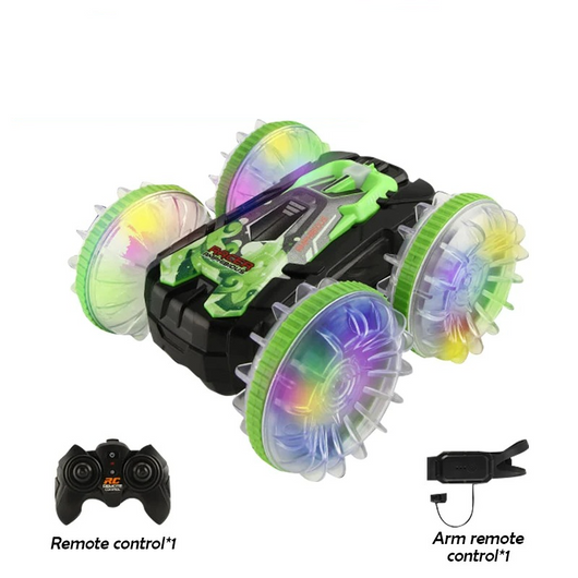 Gesture Sensory Car - Water Land RC Stunt Car Green with lights YL92 G With watch
