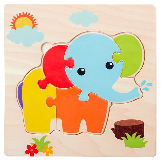 3D Cartoon Animal Wooden Puzzle Toy Elephant