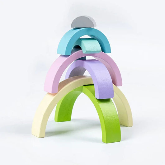 Montessori Rainbow Stacking Arches - Wooden Blocks