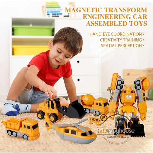 Kids Magnetic Transform Engineering Car
