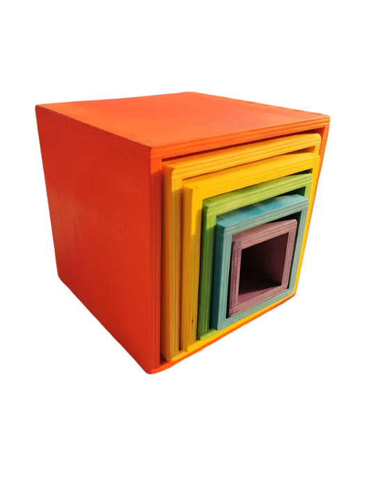 Lime Wood Montessori Rainbow Arch Stacking Toy Set Stacking box