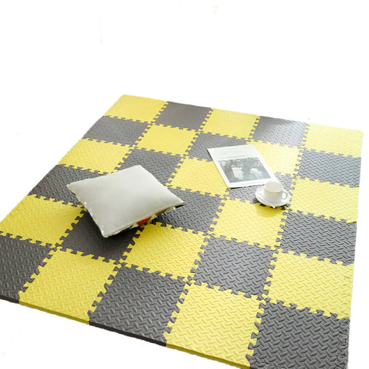 Colorful Baby Puzzle Floor Mat Yellow and Brown