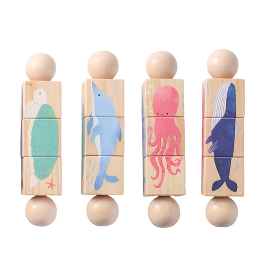 Wooden Musical Puzzle Rattle – Montessori Play Toy Whale