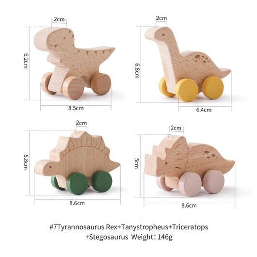 Wooden Dinosaur Car Teether Toy