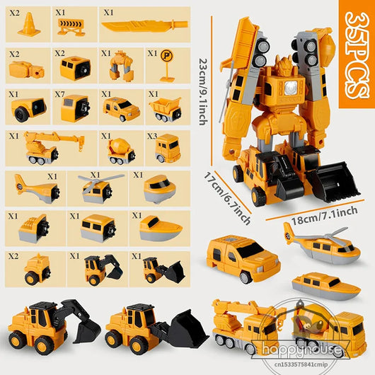 Kids Magnetic Transform Engineering Car