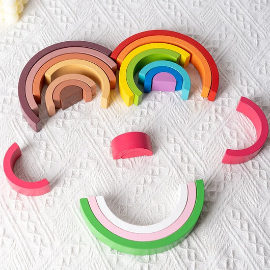Montessori Rainbow Stacking Arches - Wooden Blocks