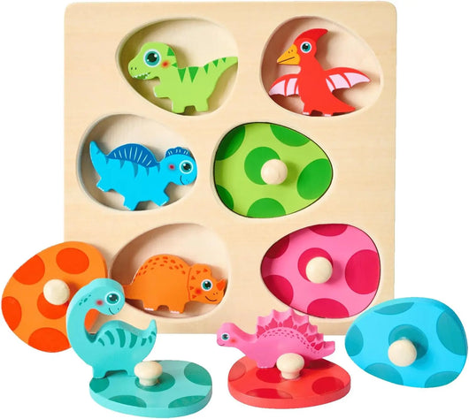 Montessori-Inspired Wooden Dinosaur Puzzle