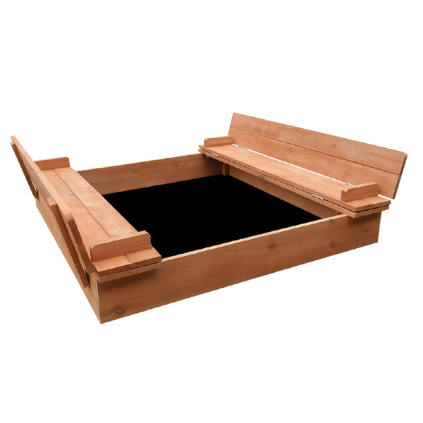 Kids Wooden Sandpit with Foldable Seats