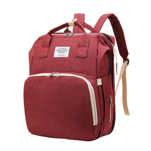 Baby Foldable Bed Diaper Bag with Changing Station Red