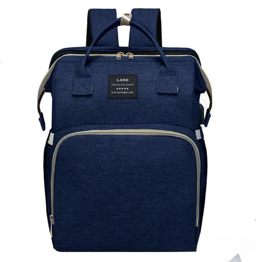 Portable Folding Crib Bed Mommy Bag Dark Blue