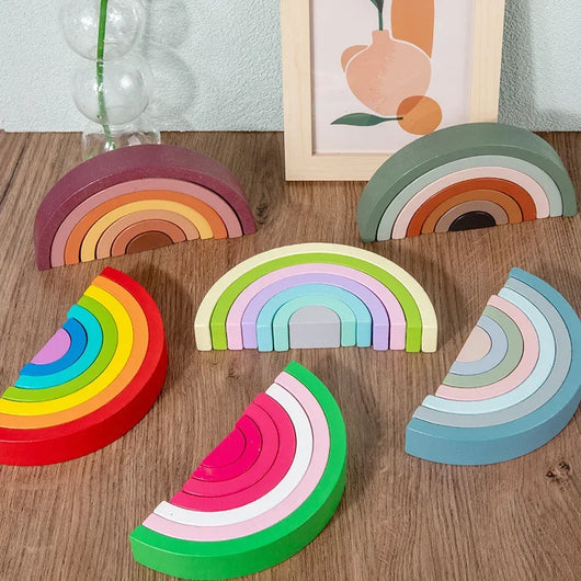 Montessori Rainbow Stacking Arches - Wooden Blocks