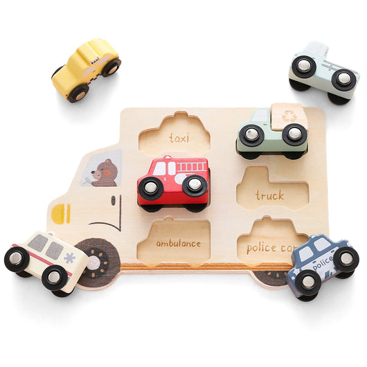 Kids Wooden Animal and Car Puzzle Toy 3D Car Puzzle
