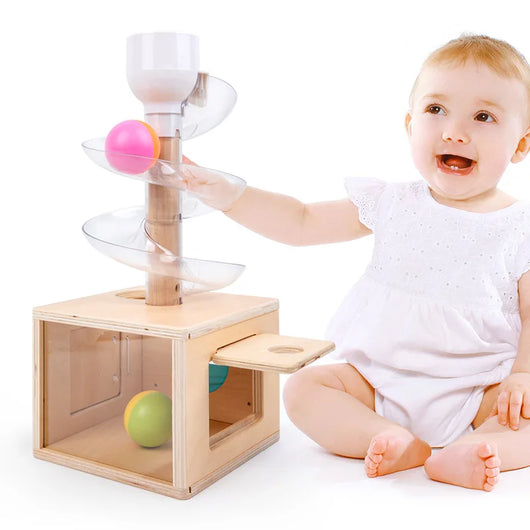 Montessori Rolling Ball Wooden Track Toy Set
