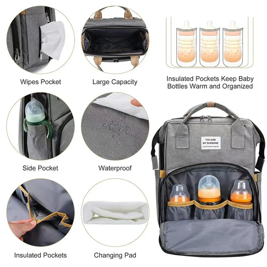 Baby Foldable Bed Diaper Bag with Changing Station