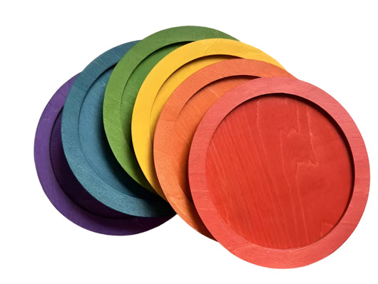 Lime Wood Montessori Rainbow Arch Stacking Toy Set Rainbow plates 6