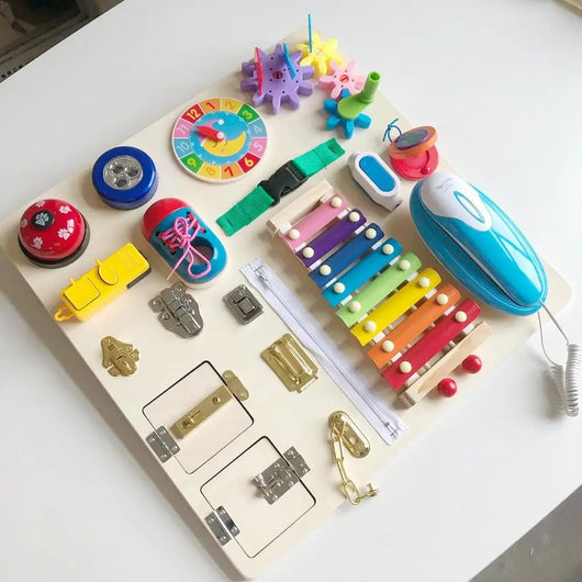 Wooden Montessori Busy Board 18 in 1 busyboard