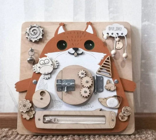Wooden Montessori Busy Board Cat Busyboard